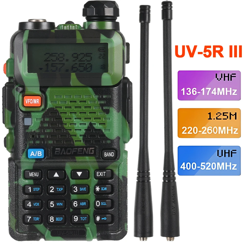 Original Baofeng UV5R III Walkie Talkie Dual Band 136-174Mhz & 400-520Mhz Portable Two Way Radio BF HF Transceiver FM Radio 5W