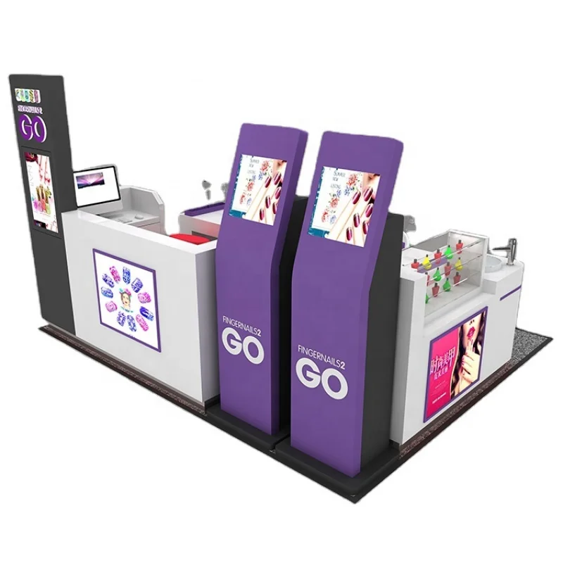 Custom. new arrival cosmetic display cabinet showcase makeup kiosk shop display nail bar for manicure