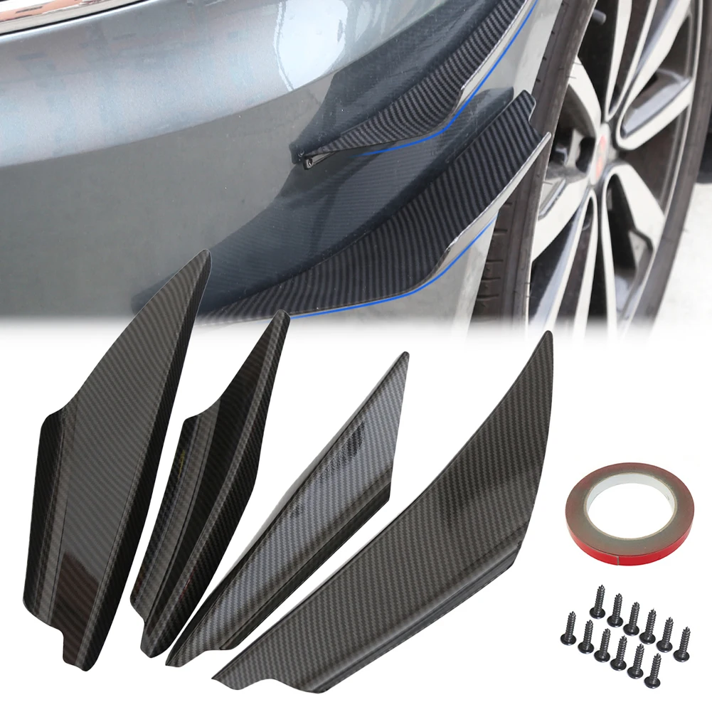 

4pcs universal Front Bumper Lip Decoration Diffuser Splitter Fins Body Spoiler Canards Valence Chin Car Tuning Canard Decor