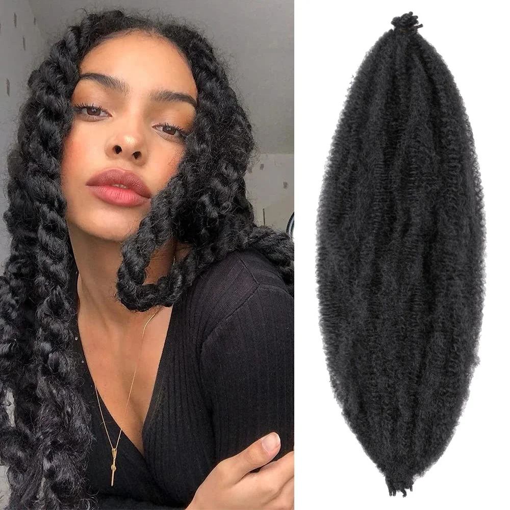 24Inch Kinky Twist Marley Braiding Crochet Hair Synthetic Pre-Separated Springy Afro Twist Hair for Butterfly Locs Braids