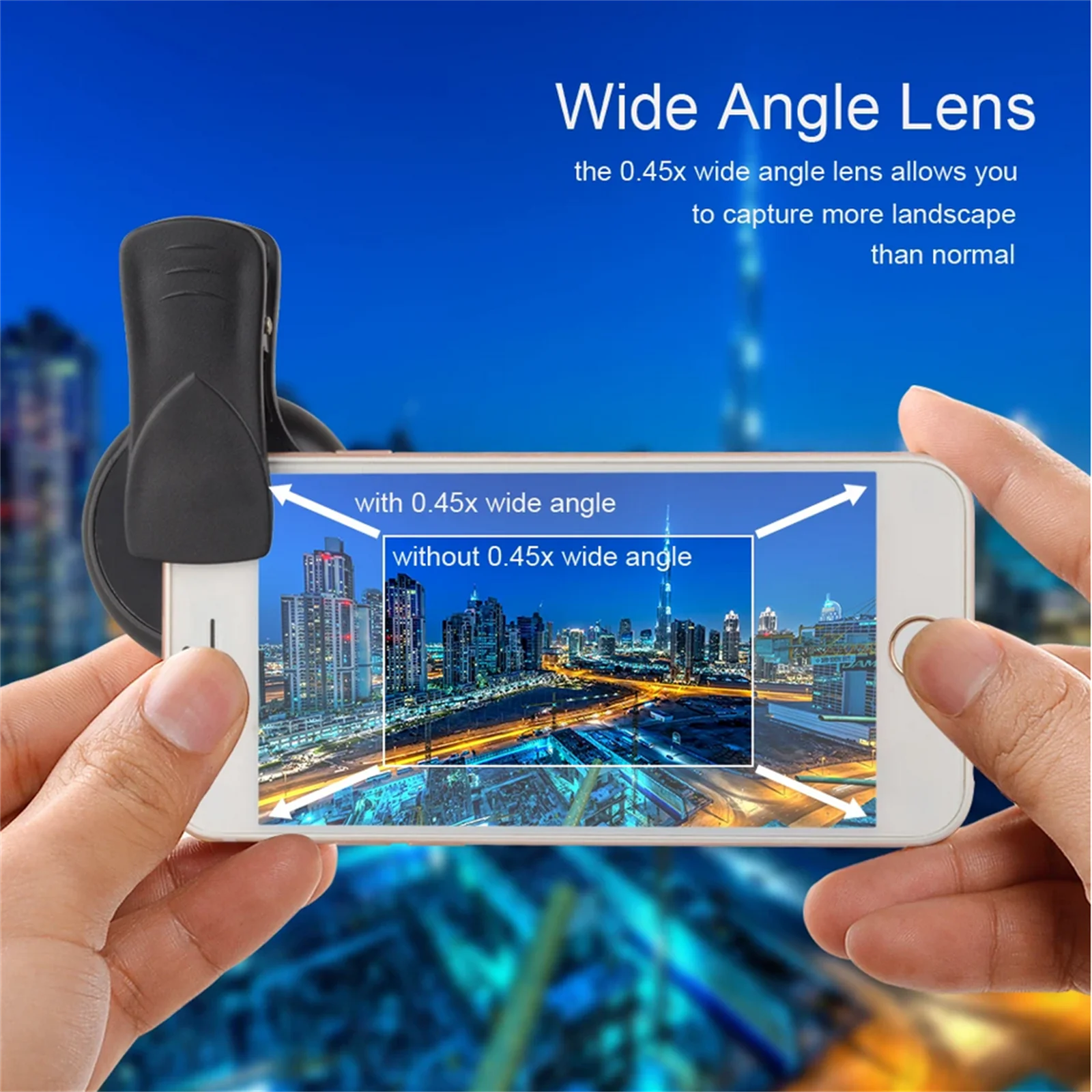 2-In-1 Mobile Phone Lens 0.45X Wide Angle Lens 10X Macro HD Camera Lens Universal for iPhone for Android Phone Len Clip