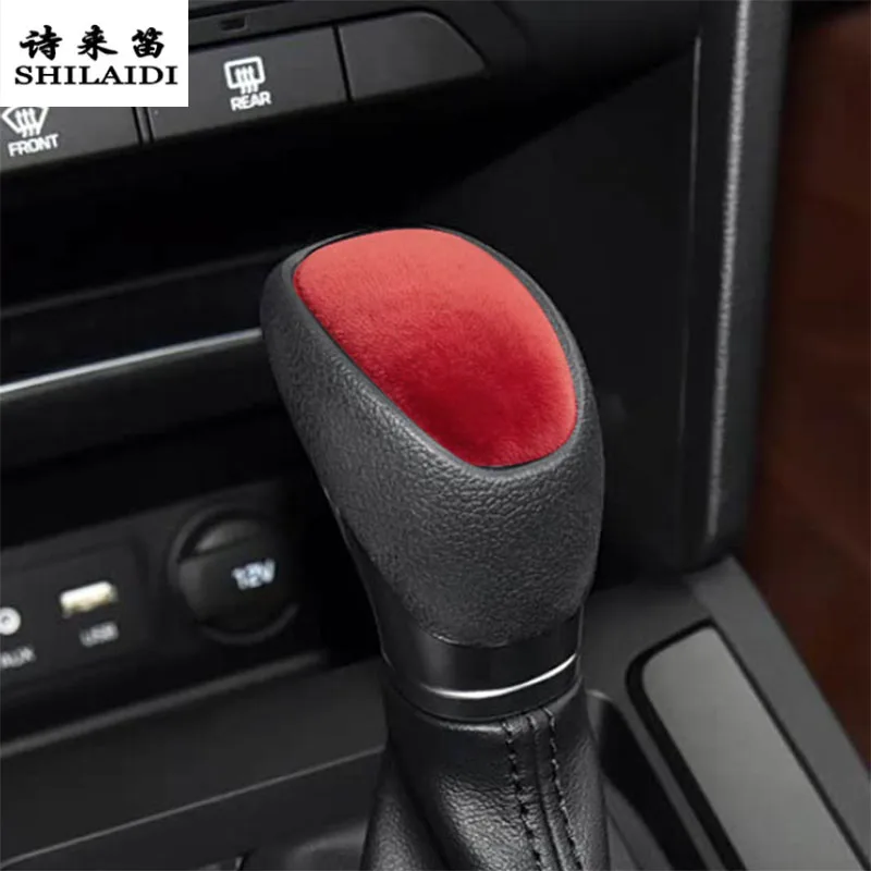 Suede leather Car Wrapping ABS For Hyundai Elantra 2016-2020 Gear Shift Knob Head Cover Trim Sticker interior Auto Accessories