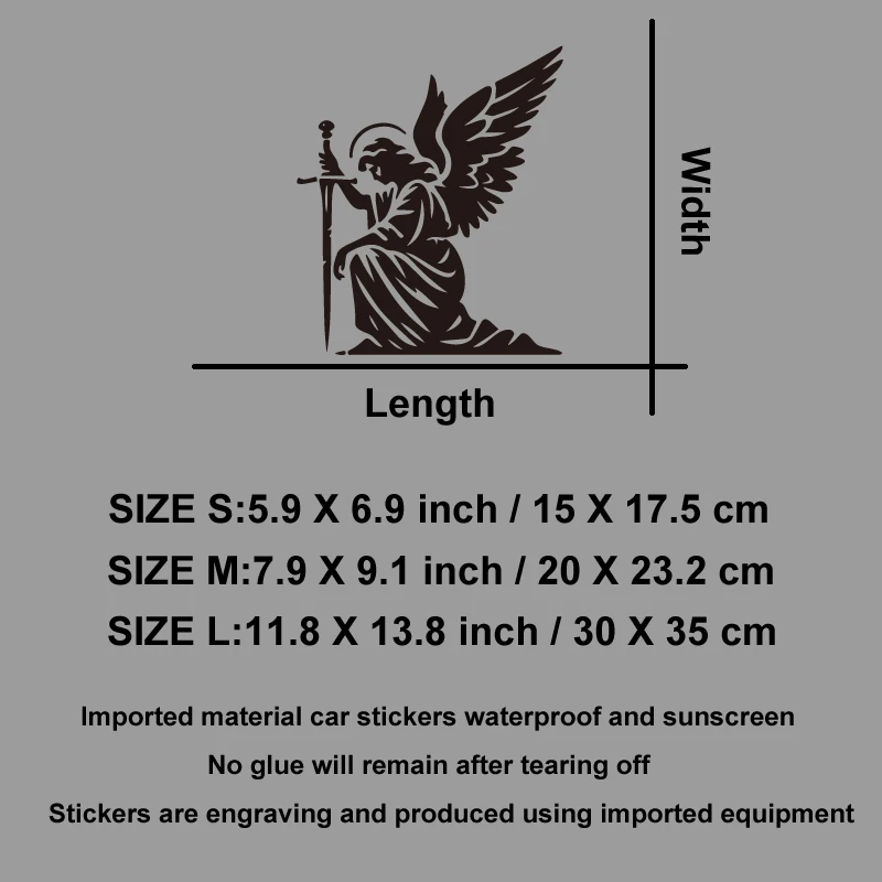 Kneeling Warrior Angel Car Bumper Sticker, Waterproof Vinyl Auto Window Decal, Religious Themed Car Decor for Truck SUV