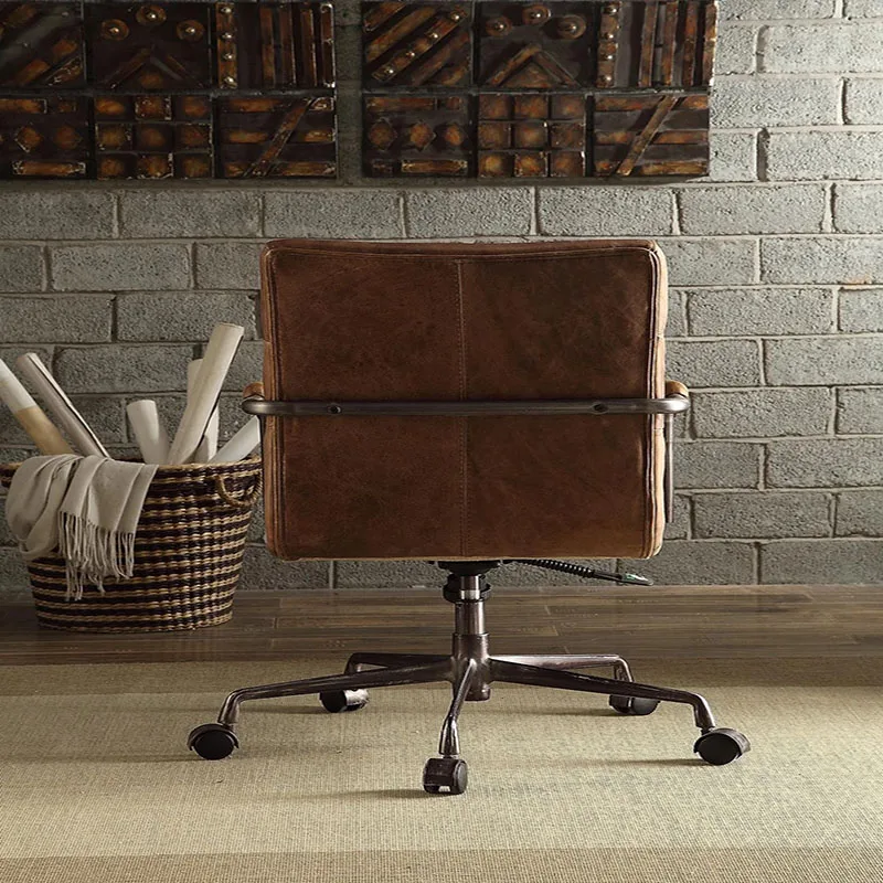 ACME Harith Office Chair in Retro Brown Top Grain Leather 92414  On-Site