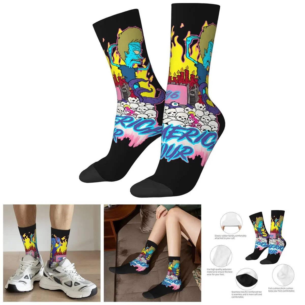 Hip Hop Vintage Vigorous Crazy Men's compression Socks Unisex Beavis and butt-head Street Style Seamless Printed Funny Novelty