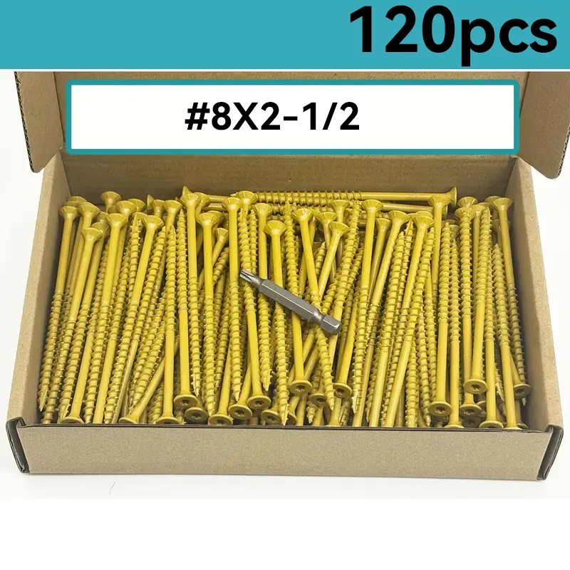 120 pieces of wood screws #8, T25 star-shaped hexagonal drive flat-head wood screws