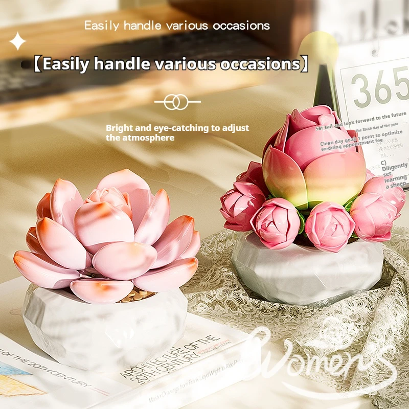 

Succulent plant potted building blocks series DIY assembly building blocks flower toy ornaments girl birthday holiday gift