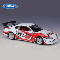 Welly 1:24 Nissan Silvia S15 RSR Alloy Sports Car Model Diecasts Metal Track Racing Vehicles Car Model Simulation Kids Toys Gift