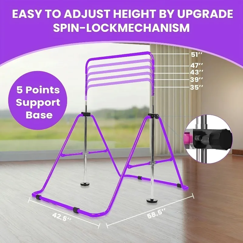 Foldable Single & Parallel Bars Indoor Pull Up Bar Stand, Multi-Functional Home Gym Strength Training Fitness Equipment