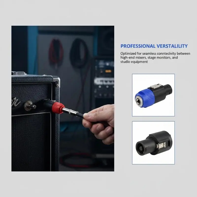4 Pole Male Speaker Plug to 65mm 14 Inch TS Female Adapter Audio Converter for Monitor Speaker and Power Amplifiers