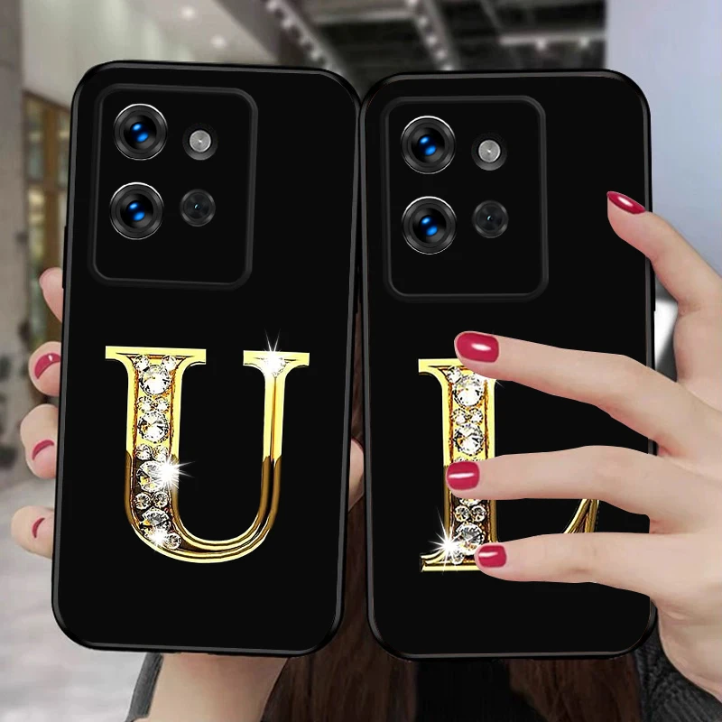 Diamond letters For Motorola Moto G 04 05 14 15 24 34 35 54 55 75 84 85 Edge 30 40 50 Neo 60 Fusion silicone soft phone case