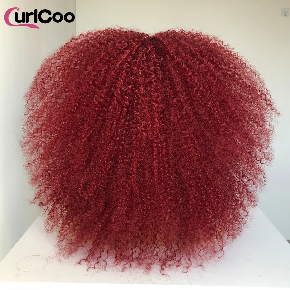 شعر مستعار مجعد مع الانفجارات الأفرو مجعد الباروكات للنساء السود الألياف الاصطناعية رقيق طويل شعر مستعار مجعد للحزب اليومي تأثيري #2