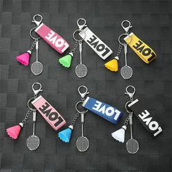 Creative Mini Tennis Racket Keychain 3D Badminton Pendant Keyring Webbing Wristlet Strap Bag Ornaments Car Trinket Accessories