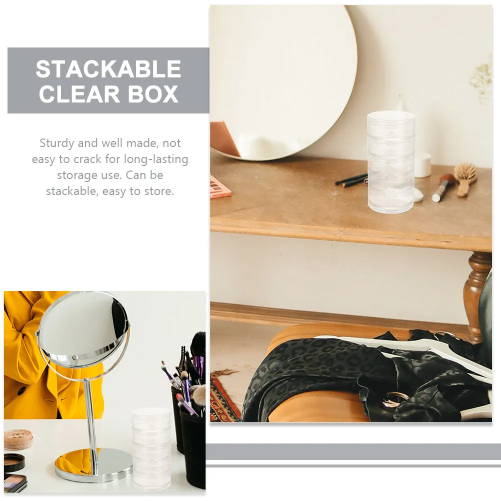 

2pcs Clear Round Mini Containers With Lids Stackable Small Plastic Jars For Jewelry Beads Storage Organizers Box