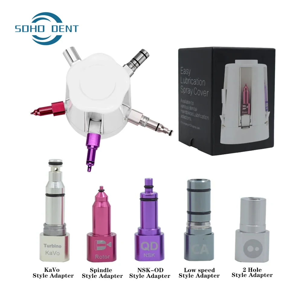 Dental Handpiece Cleaning Oil Lubricator with 5 Style Connectors Portable Maintenance Tools