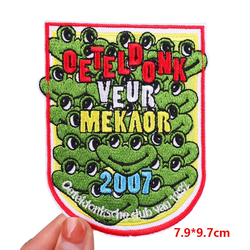 Embroidered Patches Netherland Oeteldonk Emblem Patch Netherland Carnival Frog Embroidery Patch For Clothing Iron On Patches DIY