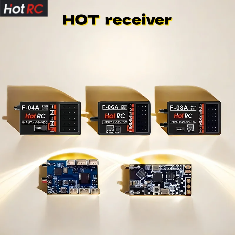 مجموعة استقبال التحكم عن بعد HOTRC، بما في ذلك F-04A، F-06A، F-08A، التحكم في البندقية CT6A، 8A بيد واحدة DS600