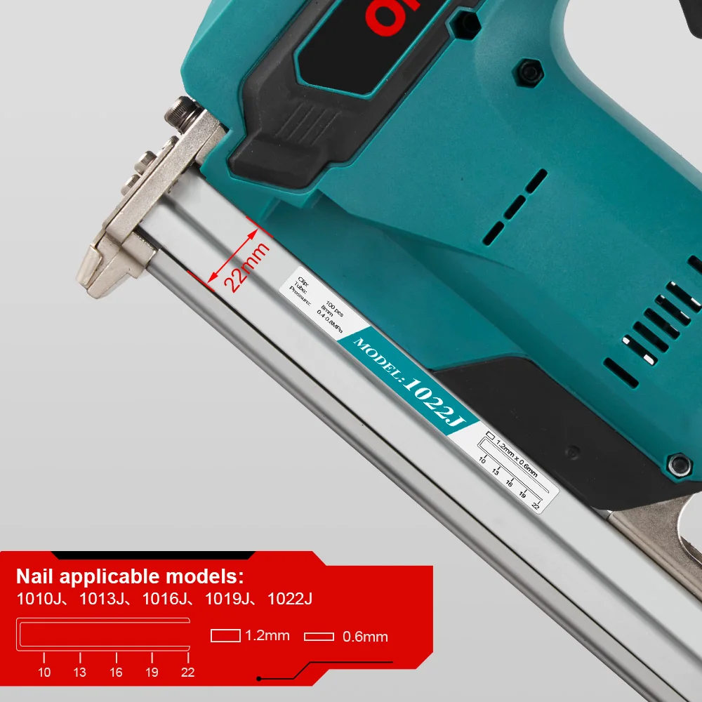 ONEVAN 2Gear Brushless Electric Nail Gun 1022J U Nailer Cordless Stapler Nailer Wookworking Tool For Makita 18V Battery Pin