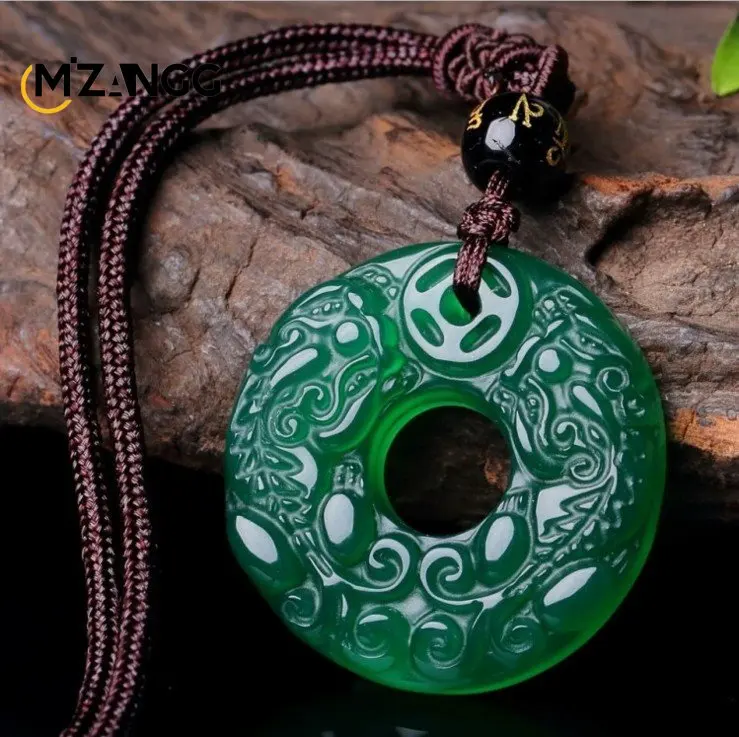 Natural Agate Chalcedony Double PiXiu Peace Buckle Pendant Ornaments Men's and Women's Fashion Jewelry Lucky Amulet Holiday Gift