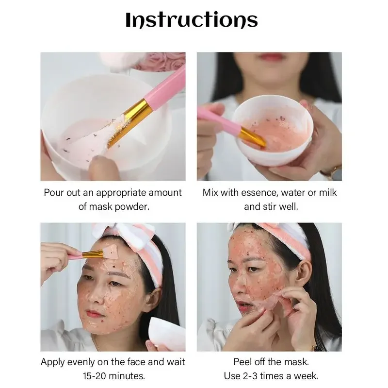 650g DIY Rubber Facial Jellymask Beauty Salon SPA Soft Hydro Jelly Mask Powder Face Skin Care Whitening Rose Collagen Peel Off