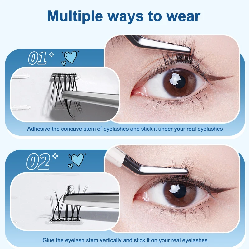 4mm&6mm Short/Long False EyeLashes Glue Strips White Glue-Free Jelly Self-Adhesive Eyelashes Strips False Eyelashes Makeup Tools