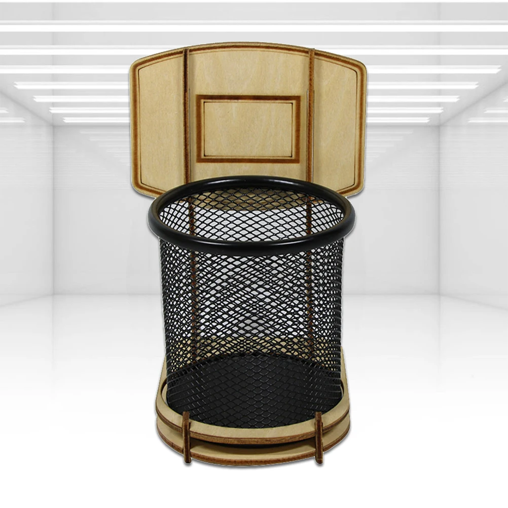 1 قطعة كرة السلة الخشبية حامل القلم الرصاص الإبداعية القلم المنظم قوي مكتب حقيبة للتخزين لحامل قلم القرطاسية