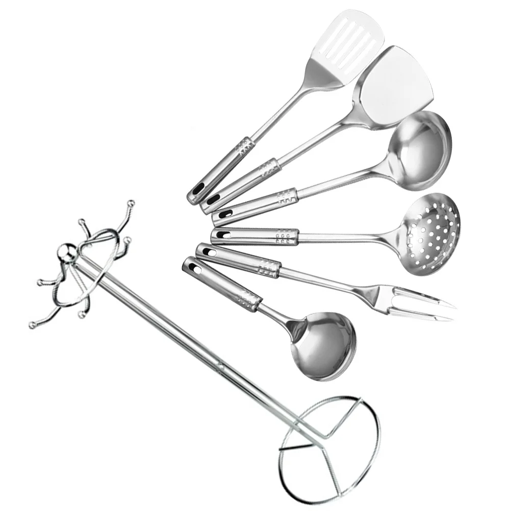 

7 PCS Non Stick Dishwasher Grade Metal Kitchen Utensil Set 4x10x32cm Lightweight Heavy Duty Cooking Tools Stainless