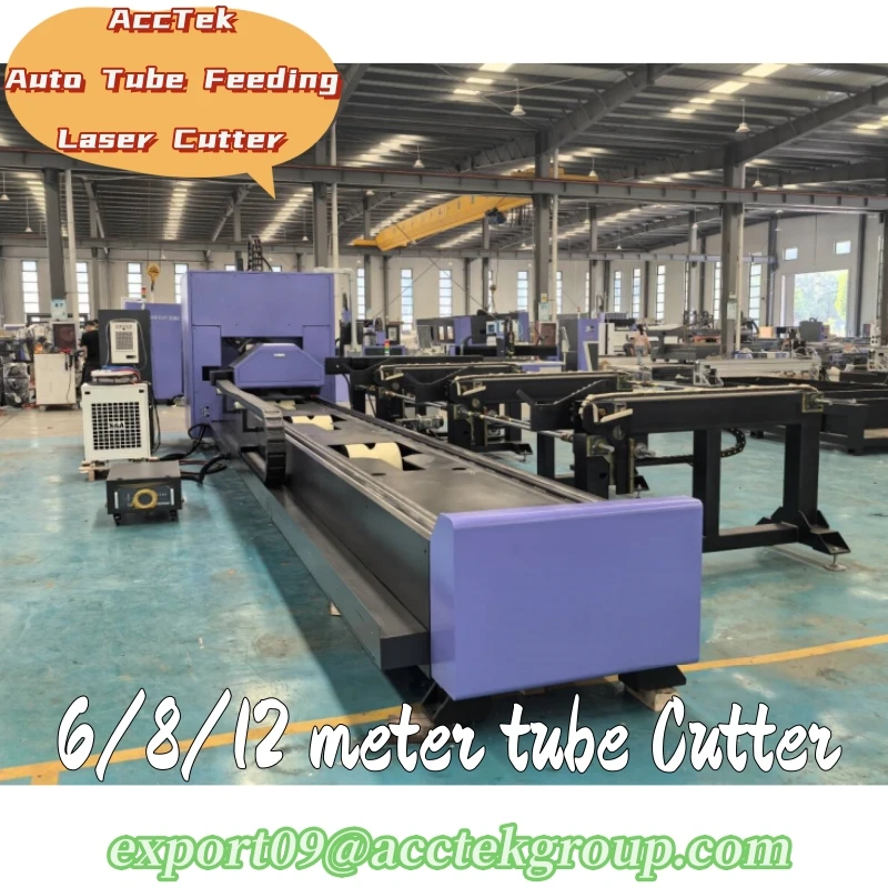Electric Auto Feeding Laser Cutting Machine 6 Meter CNC Stainless Steel Carbon Steel Tube Cutter Professional Metal Pipe Engrave