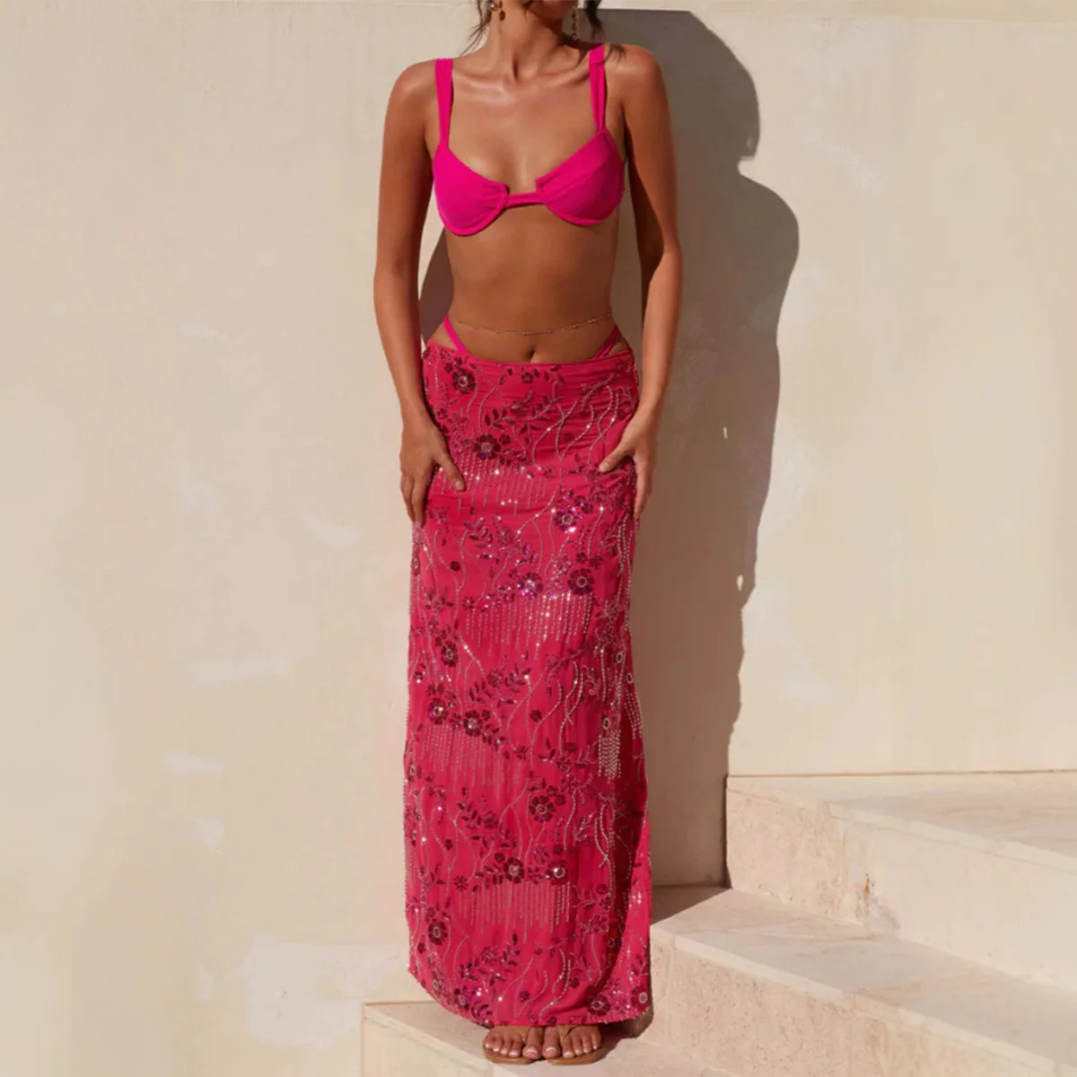 Falda bordada personalizada para mujer en verano 2025, nueva falda de media longitud Sexy y adelgazante