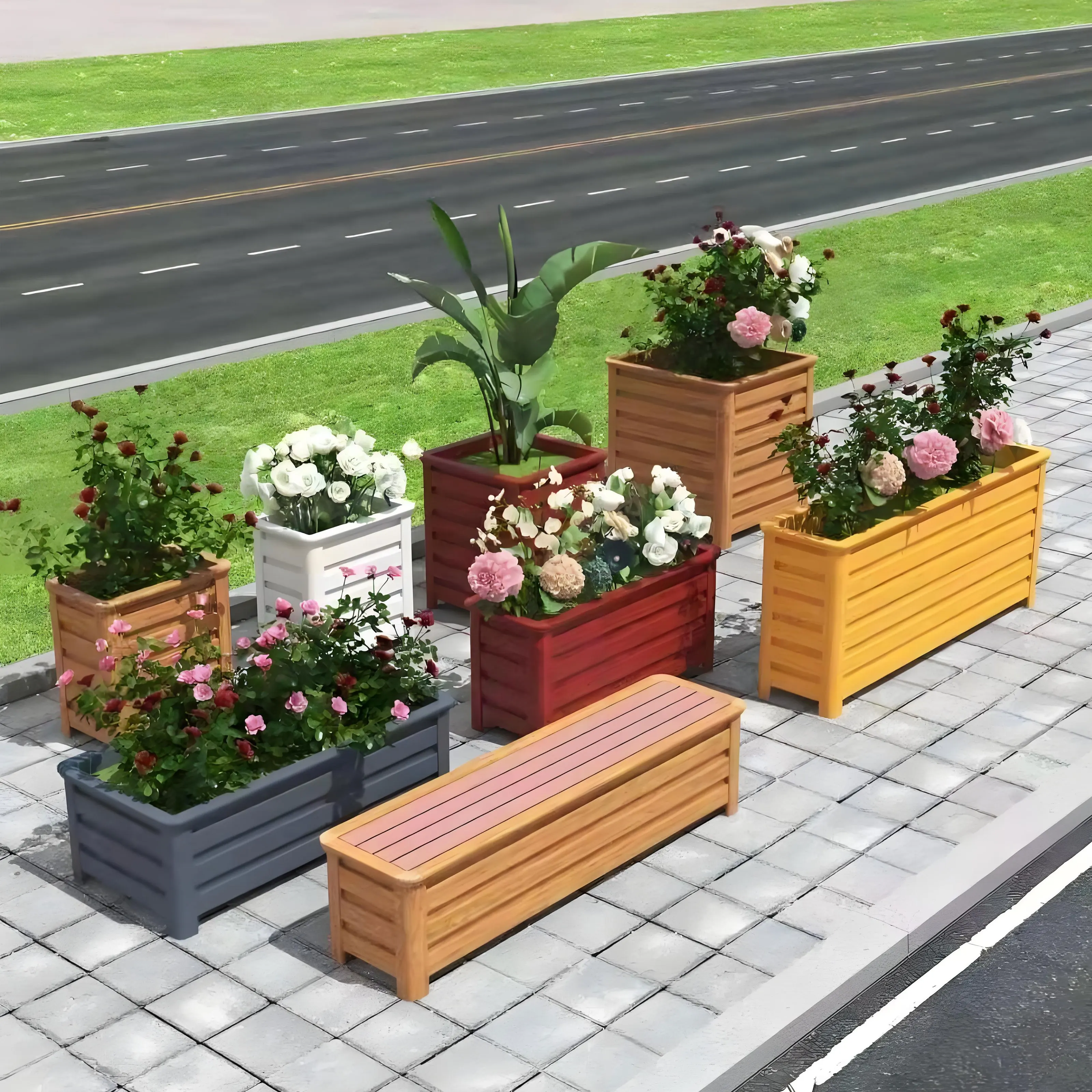 

Garden Usage Resistant and Waterproof Wpc Flower Pot Flower Bed Wpc Flower Pot