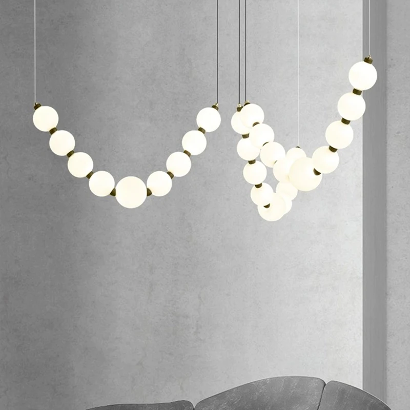 

Modern Bead necklace White Pendant,lamps for living room Chandeliers for Dining room Hanging indoor Lighting Home Decoration