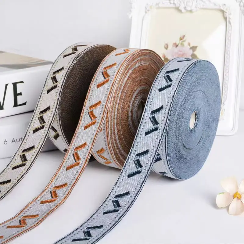 

25Yards 3cm Embroidery Lace Woven Jacquard Ribbon Trims Pattern For Curtain Sofa Clothing Straps Accessory DIY Sewing Fabric