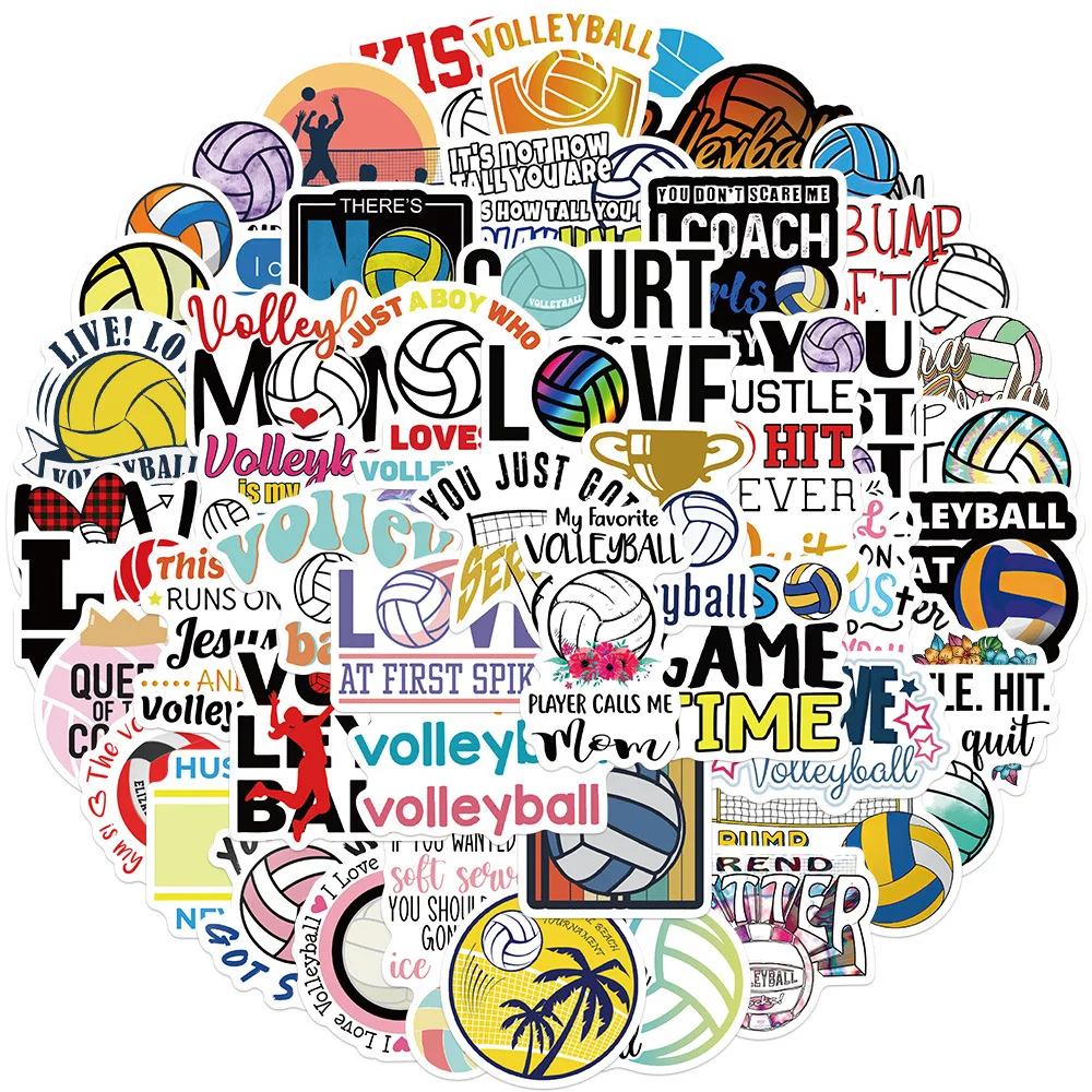 สติกเกอร์ลายการ์ตูนกีฬาวอลเลย์บอล 50 ชิ้น สติกเกอร์ตกแต่งส่วนตัวสำหรับกระเป๋าเดินทาง แล็ปท็อป โต๊ะทำงาน กันน้ำ ของเล่น ของขวัญ