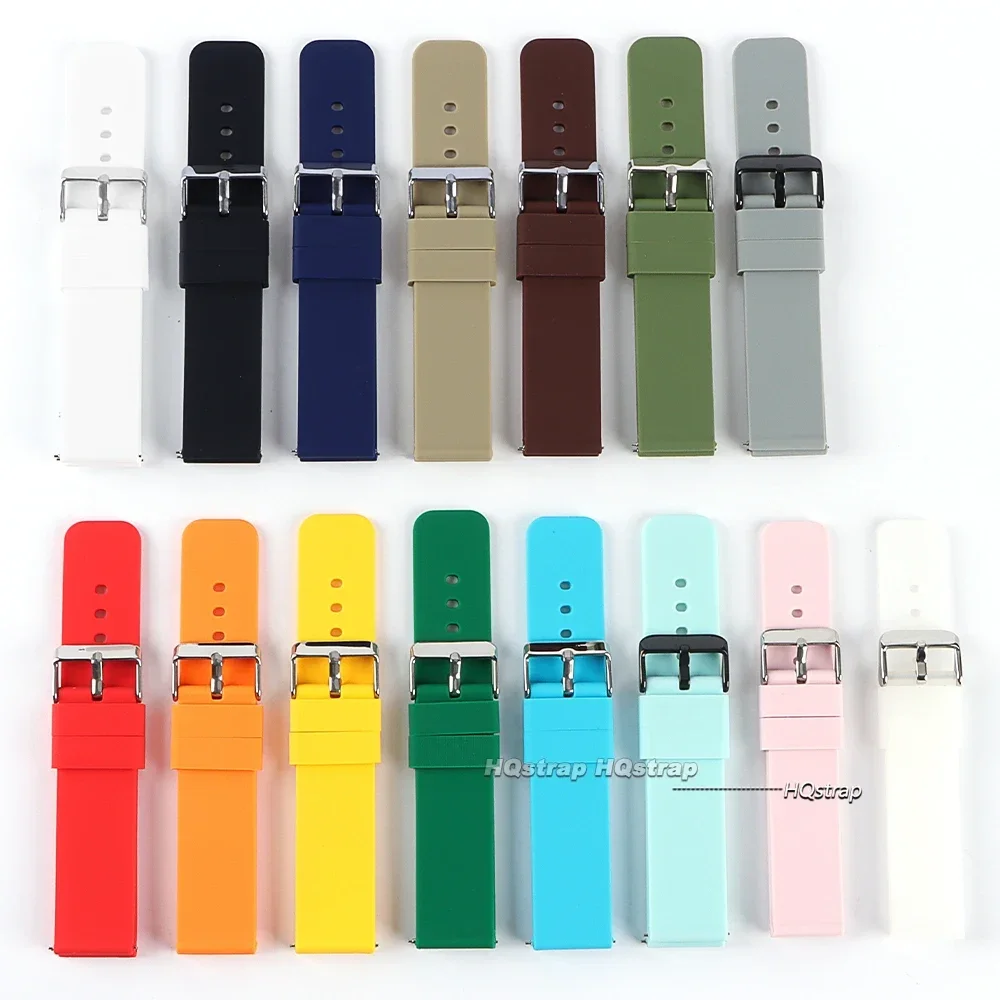Universal Silicone Watch Strap 14 16 18 20 22 24mm Quick Release Wristwatch Band Women Men Sports Watches Bracelet Wrist Belt