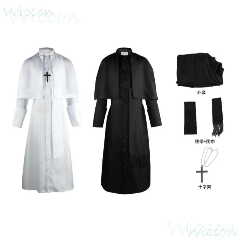 Anime Halloween Death Robe Cosplay Cos Costume Medieval Monk Costume Wizard Priest Cos Costume Anime Cosplay uniform