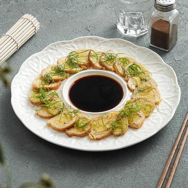Modern Cabbage-shaped Ceramic Dinner Plate Set with Light Luxury Feel High-end Hotel Crockery