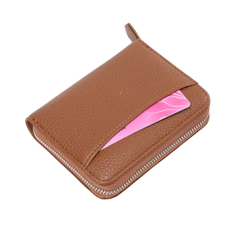 

Кошелек с блокировкой RFID для мужчин и женщин, 12-слотовый органайзер для карт с карманом на молнии, противоугонный чехол для удостоверения личности, паспорта, кредитной карты