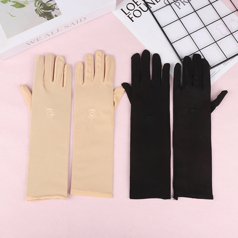 1Pair Mittens Sunscreen Driving Gloves Stretch Women Anti UV Mid-long Breathable Glove For Spring Summer Thin Gloves