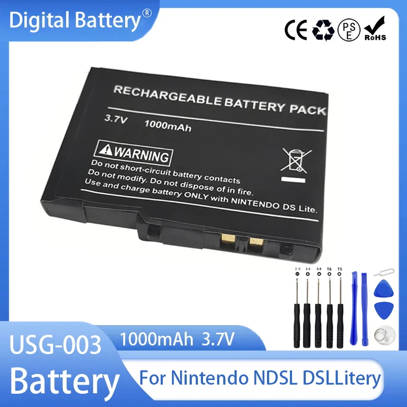 USG-003 Akku 3,7 V 1000 mAh Ersatz-Lithium-Akku für Nintendo NDSL DSLLitery Game Micro Usg003 Akku
