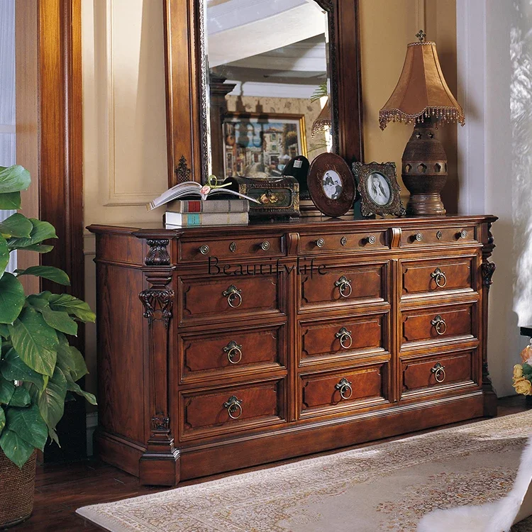 

yj19 American carved dining side storage locker All solid wood home jewelry jewelry cabinet