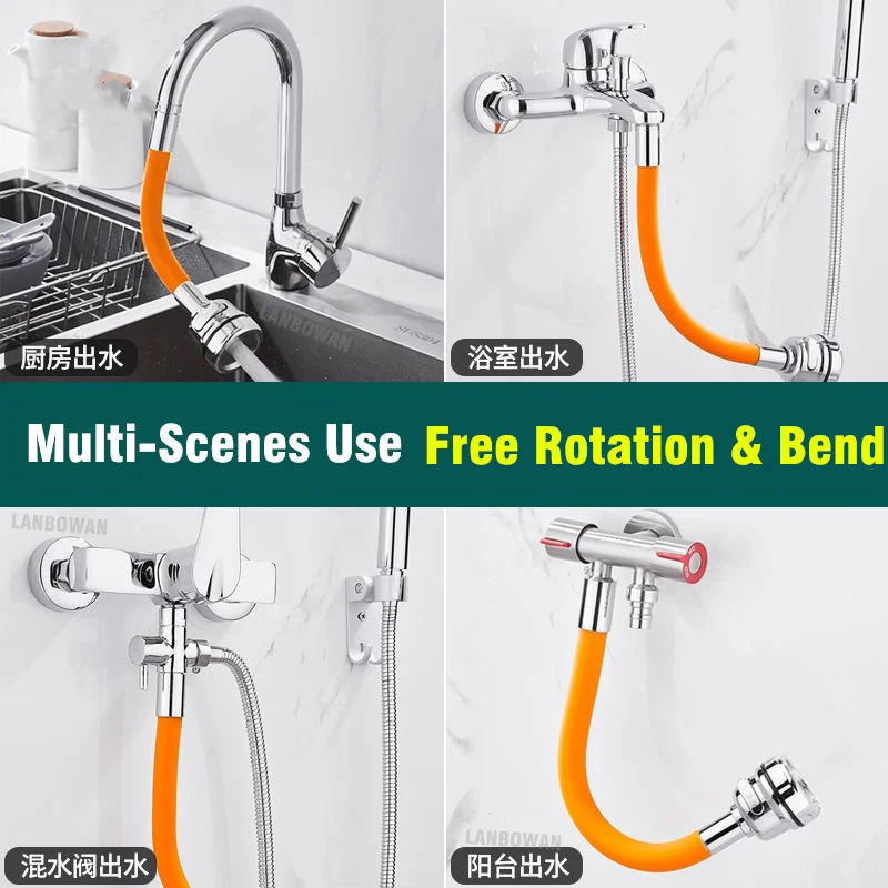 New 3 Mode Universal Kitchen Sink Faucet Extension Extender 360°Free Bending Flexible Hose Water Tap Pipe Extension Tube Adapter