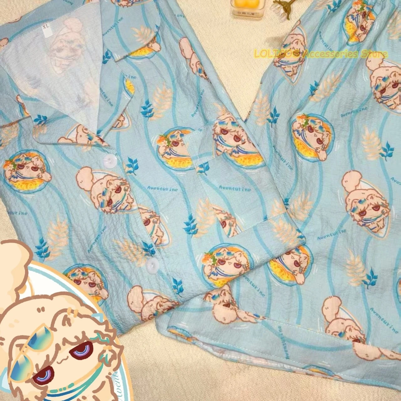 Disfraz de cosplay de Aventurine de Honkai: Star Rail, pijama de manga corta para el verano, ropa de dormir de estilo anime para estudiantes, hombres y mujeres, ideal para usar en casa, un regalo perfecto.