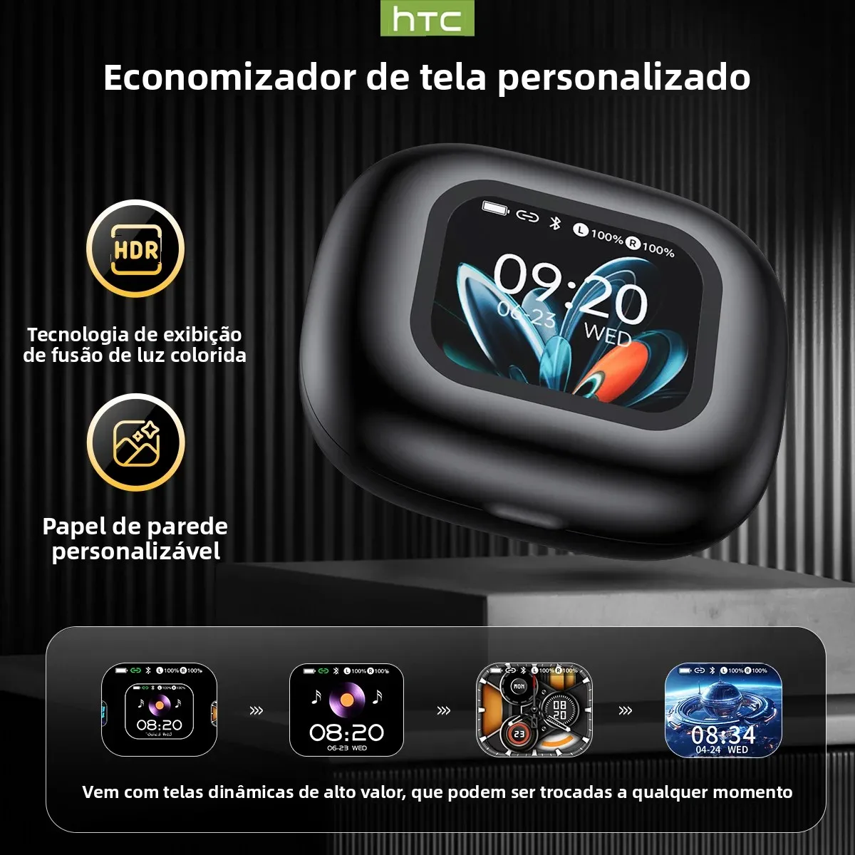 HTC NE27 سماعات بلوتوث AI مترجم سماعات الأذن OWS سماعات رأس رياضية شاشة LCD سماعات لاسلكية متوهجة مشبك الأذن Longlife #2