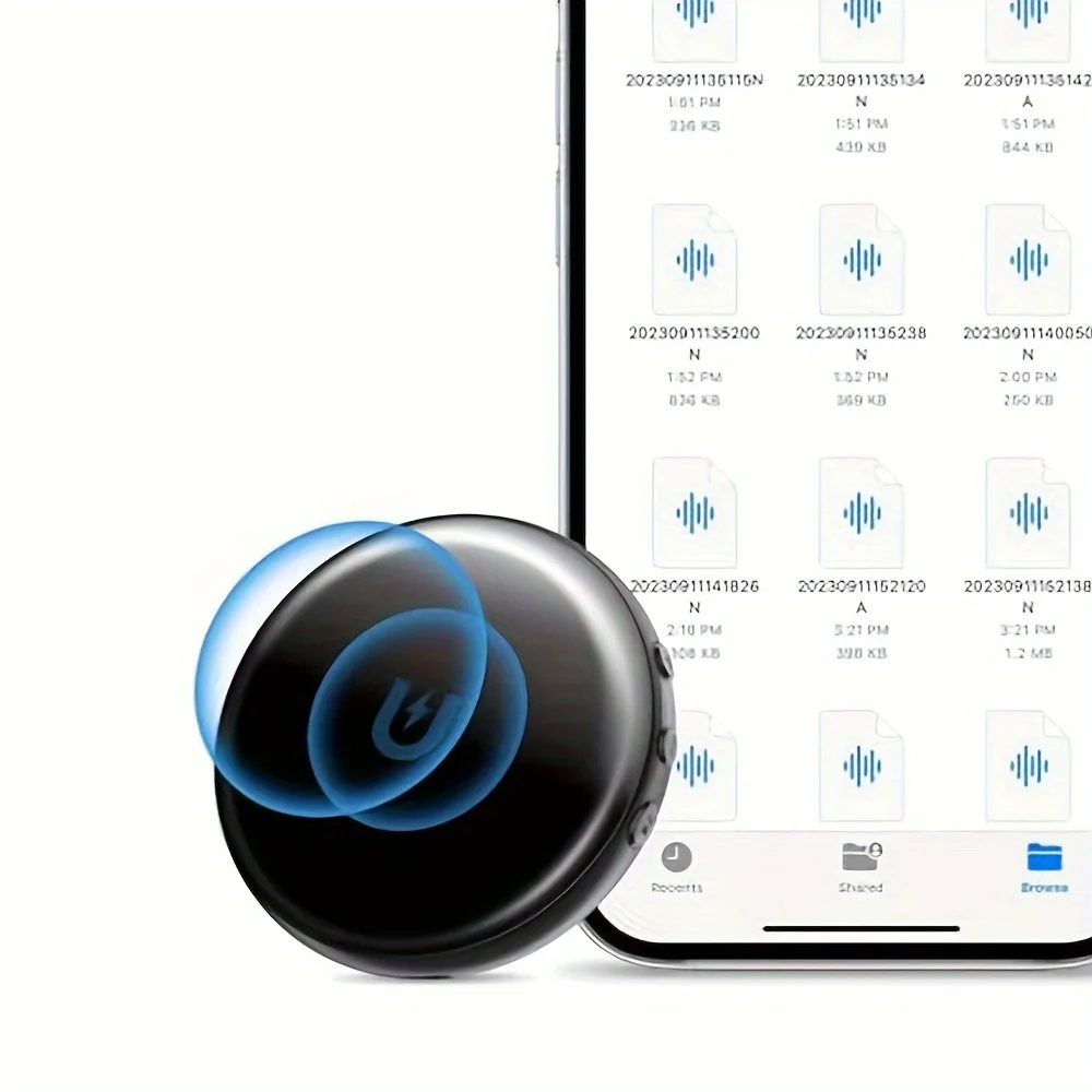 Przenośny magnetyczny dyktafon aktywowany głosem o pojemności 64 GB z USB-C, czas nagrywania 800 godzin, do pracy, na wykłady i spotkania.