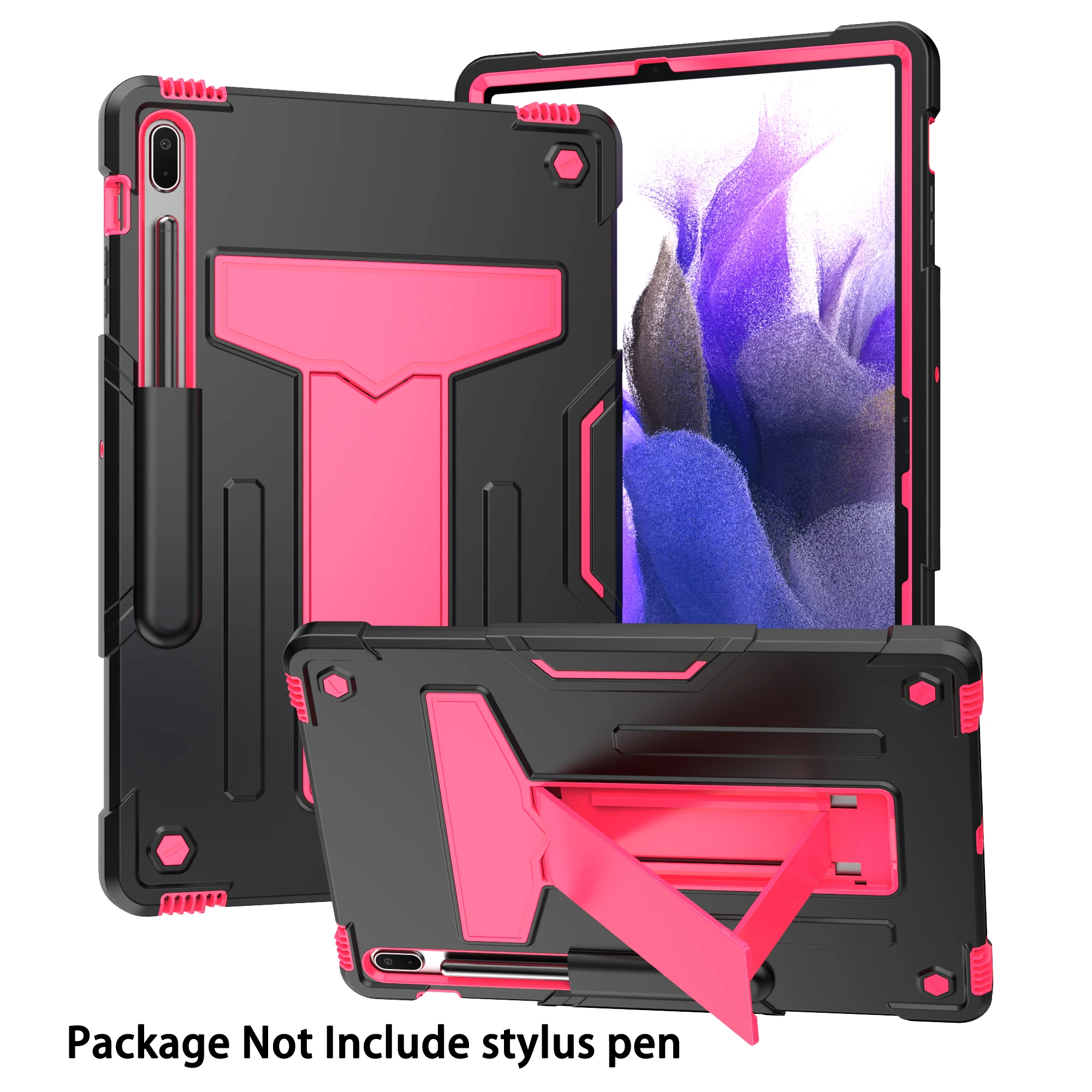 3-in-1 Tablet case for Samsung Tab S7 Plus/S8 Plus/S7FE 12.4 inch, all-round protection,T-shaped bracket,  precise hole position