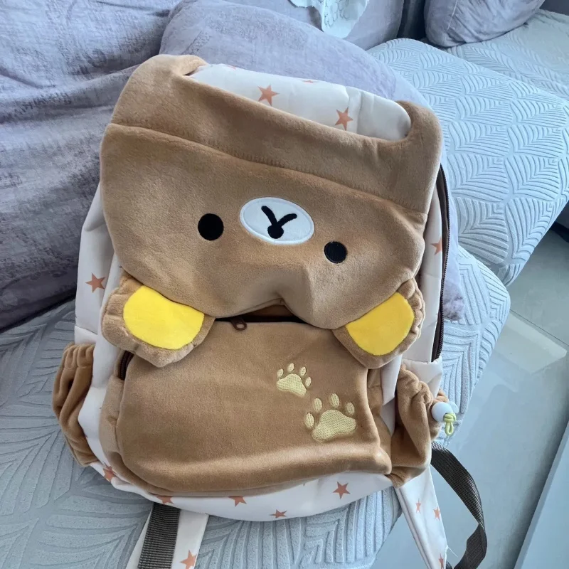 Kawaii Japanse San-X Rilakkuma Pluche Flip Rugzak Cartoon Grote Capaciteit Beer Meisje Jk Lolita Leuke Schooltas Opbergtas gift