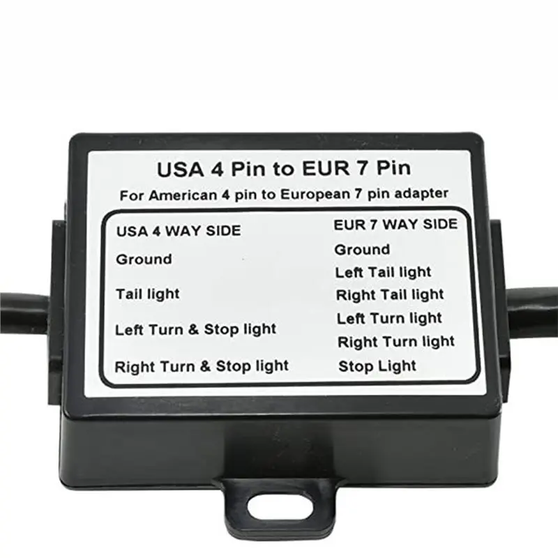 Ac29-Car Trailer Light Converter Adapter US 4 Way Flat To EU 7 Way Round Connector Trailer Light Splitter For Car Accessories