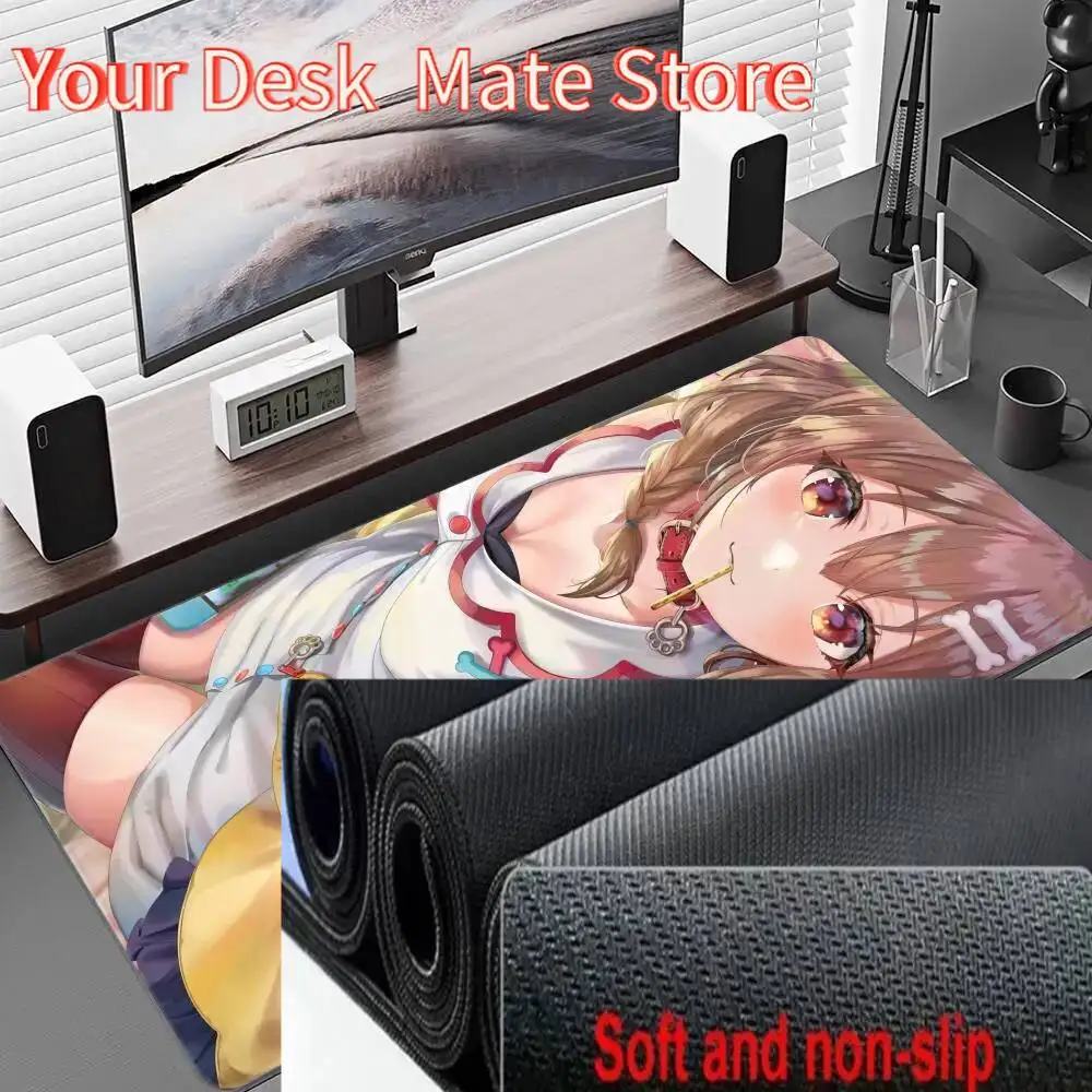 

Коврик для мыши Inugami Korone, игровые аксессуары, офисная геймерская клавиатура, настольный коврик, нескользящий коврик для ноутбука, большой коврик для мыши в стиле аниме Hololive Girl