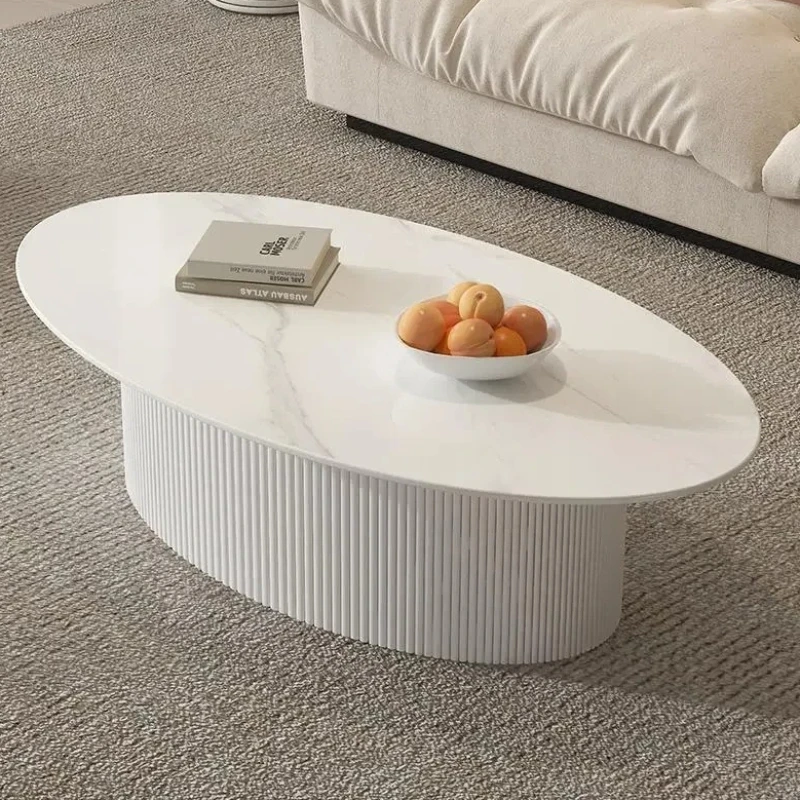 

Aesthetic Design Coffee Table Oval Minimalist Cream Wind Living Room Tea Table Nordic Designer Tavolino Soggiorno Home Furniture