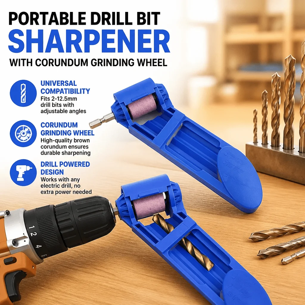 Drill Bit Sharpener Corundum Grinding Wheel 2-12.5mm Portable Drill Powered Tool For Woodworking Metalworking Sharpening Kit